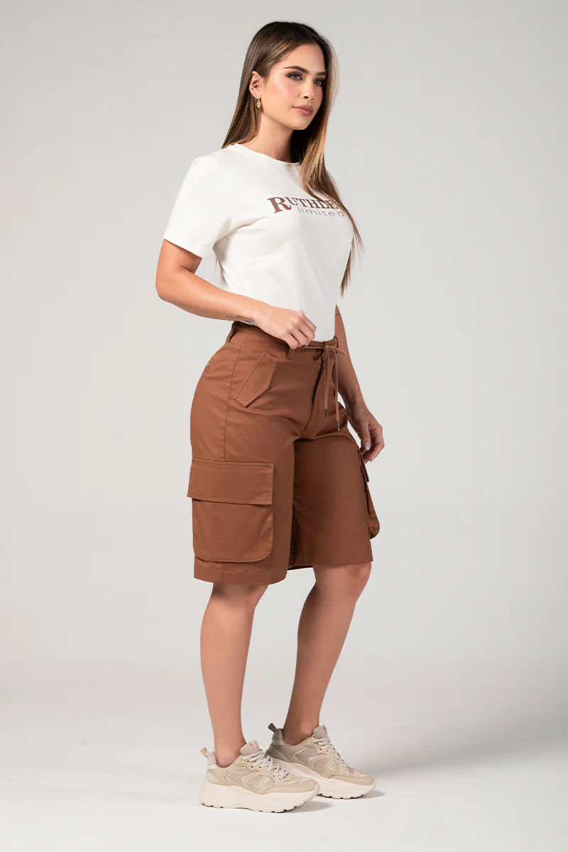 Bermuda Cargo Mujer Cintura Alta Estilo Urbano Chic Marca Trucco´s - Image 5