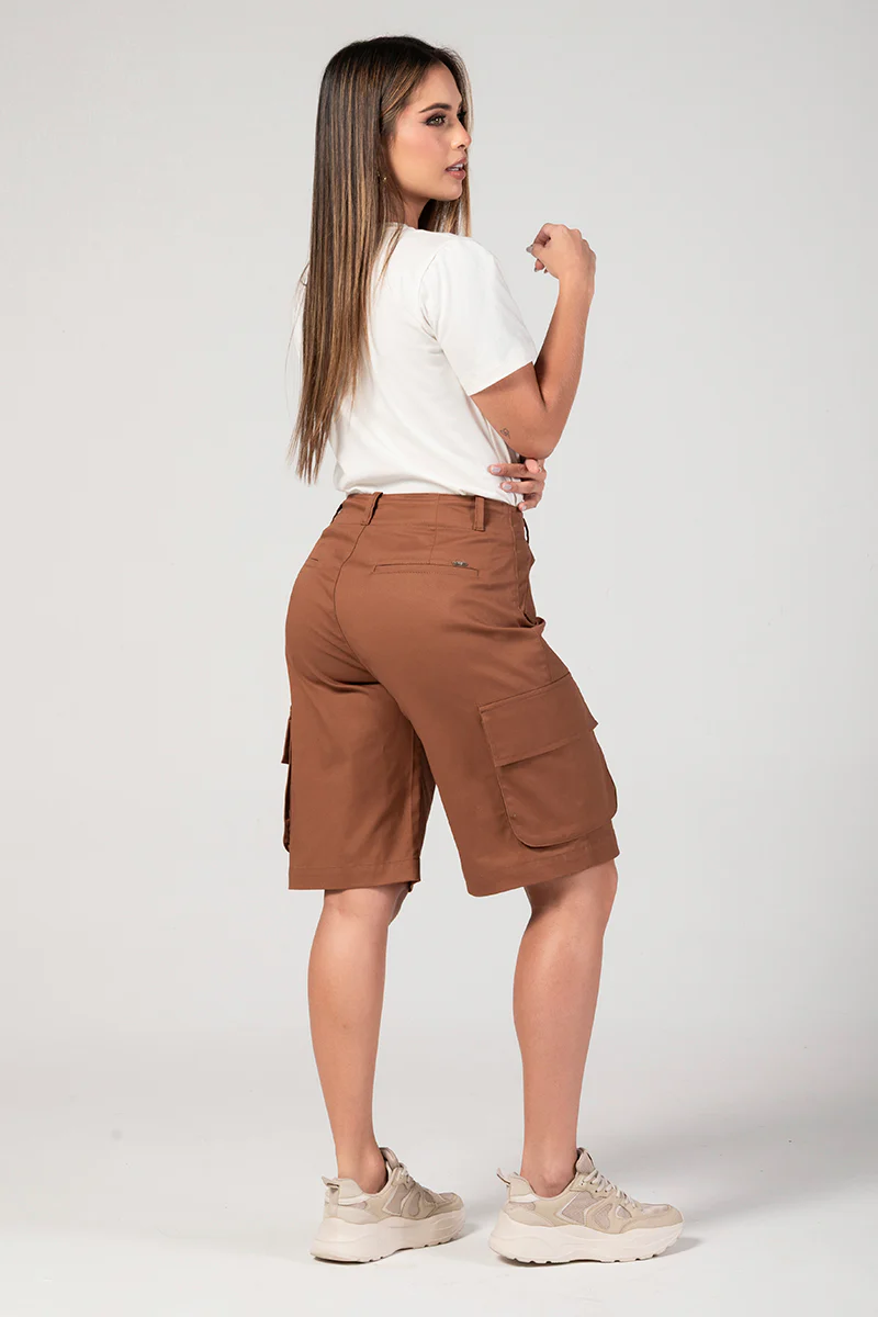 Bermuda Cargo Mujer Cintura Alta Estilo Urbano Chic Marca Trucco´s - Image 6