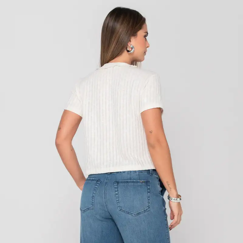 Blusa Manga Corta Sesgo a Tono Marca Trucco´s - Image 5
