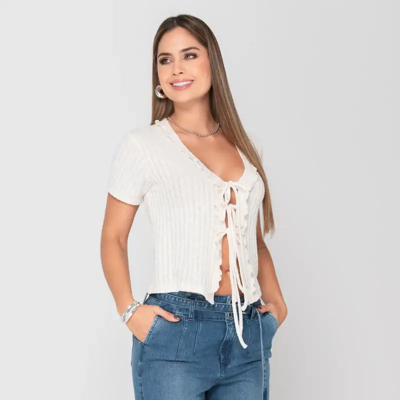 Blusa Manga Corta Sesgo a Tono Marca Trucco´s - Image 6