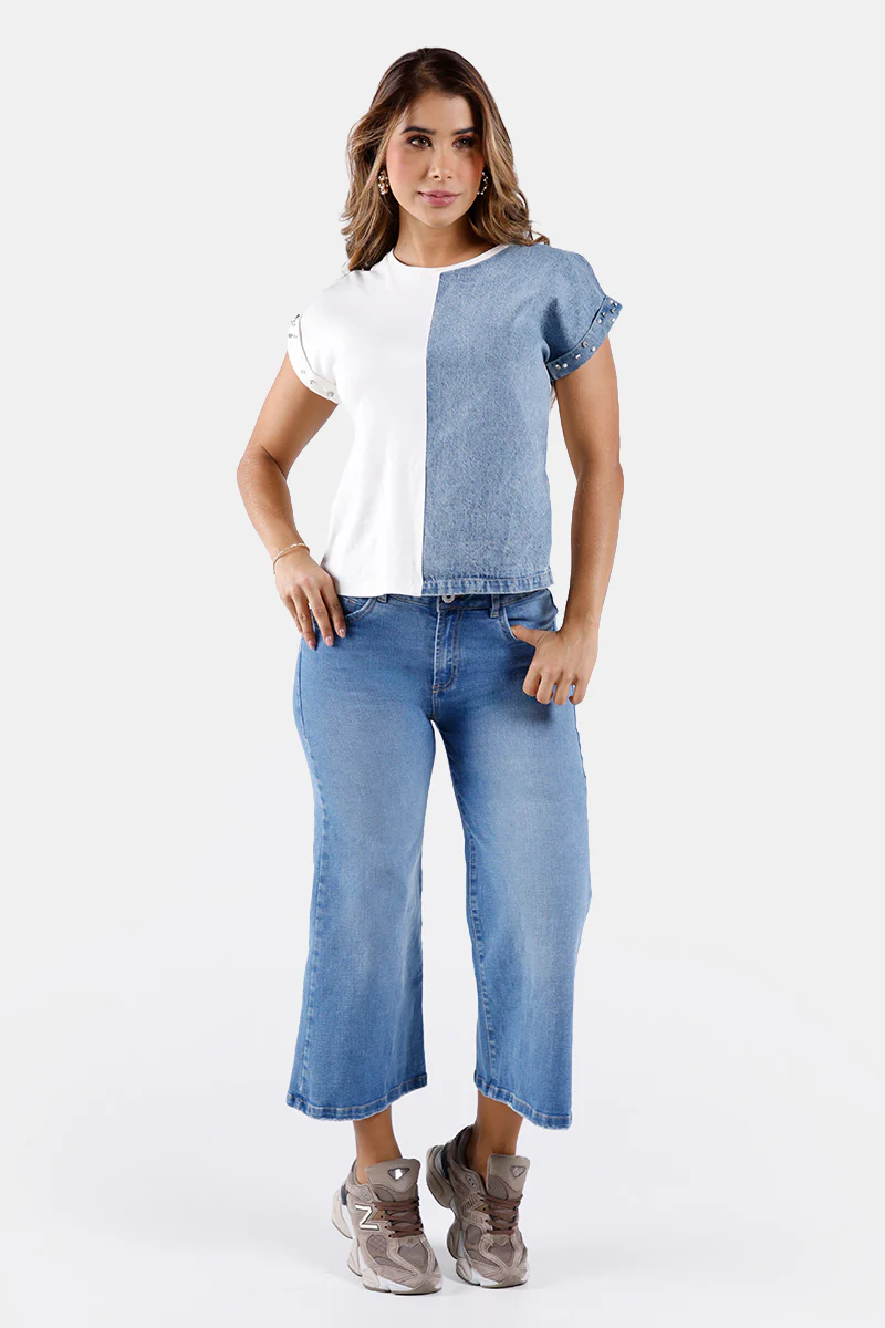 Blusa Manga Corta en Algodón, Poliester y Elastano Marca Trucco's - Image 5