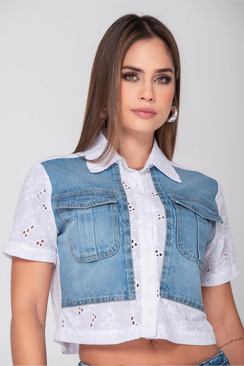 Camisa Manga Corta Cropped en Algodón Marca Trucco´s