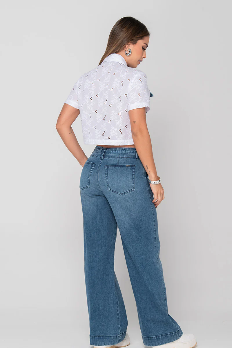 Camisa Manga Corta Cropped en Algodón Marca Trucco´s - Image 2
