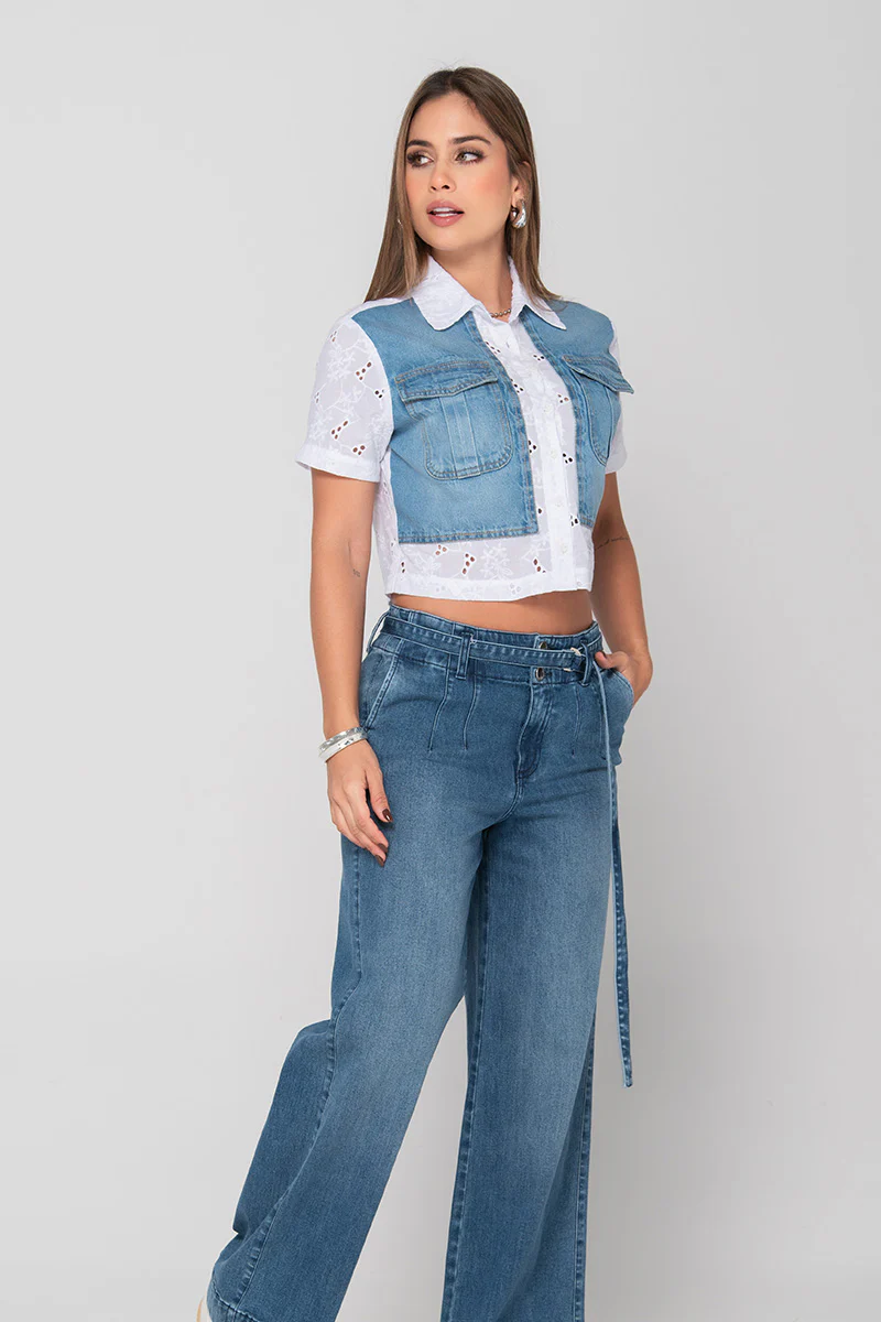 Camisa Manga Corta Cropped en Algodón Marca Trucco´s - Image 3
