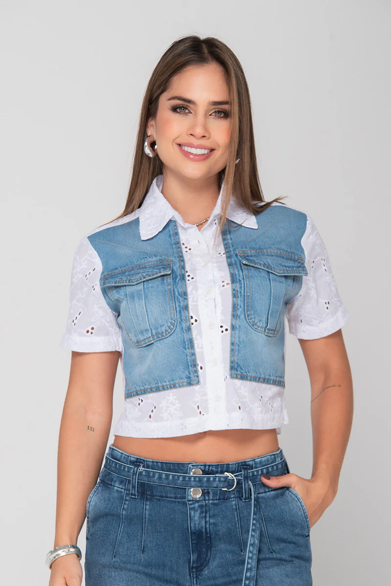 Camisa Manga Corta Cropped en Algodón Marca Trucco´s - Image 4