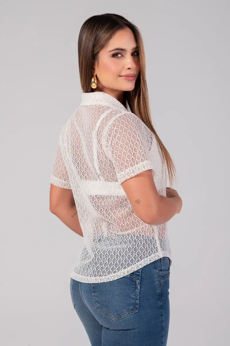 Blusa Manga Corta Tejido en Transparencia Marca Trucco´s - Image 6