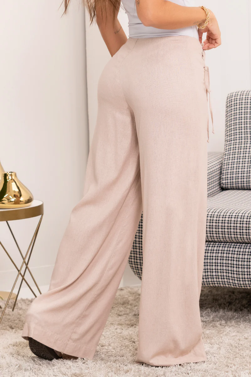 Pantalón Wide Leg Tiro Alto Cintas a Tono Marca Trucco´s - Image 6
