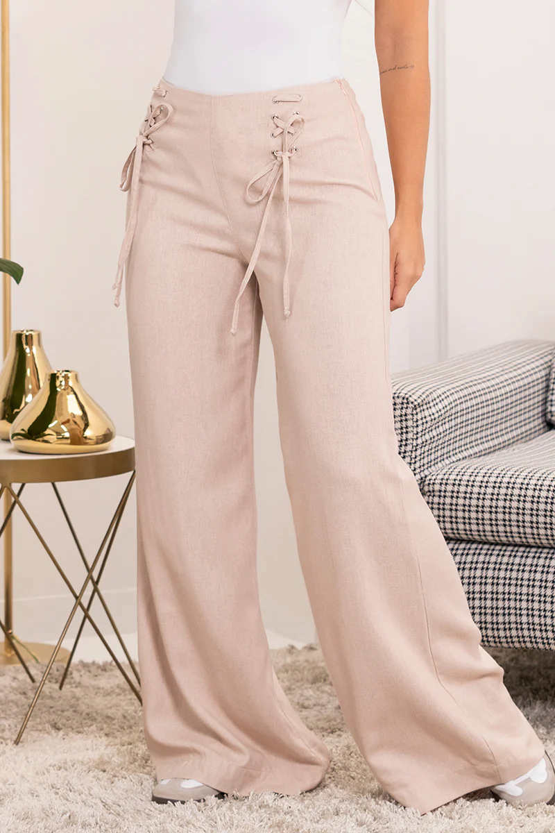 Pantalón Wide Leg Tiro Alto Cintas a Tono Marca Trucco´s - Image 8
