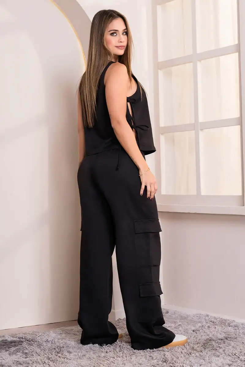 Set 2 Piezas Pantalón Cargo Blusa con Sesgos Laterales Marca Trucco´s - Image 3
