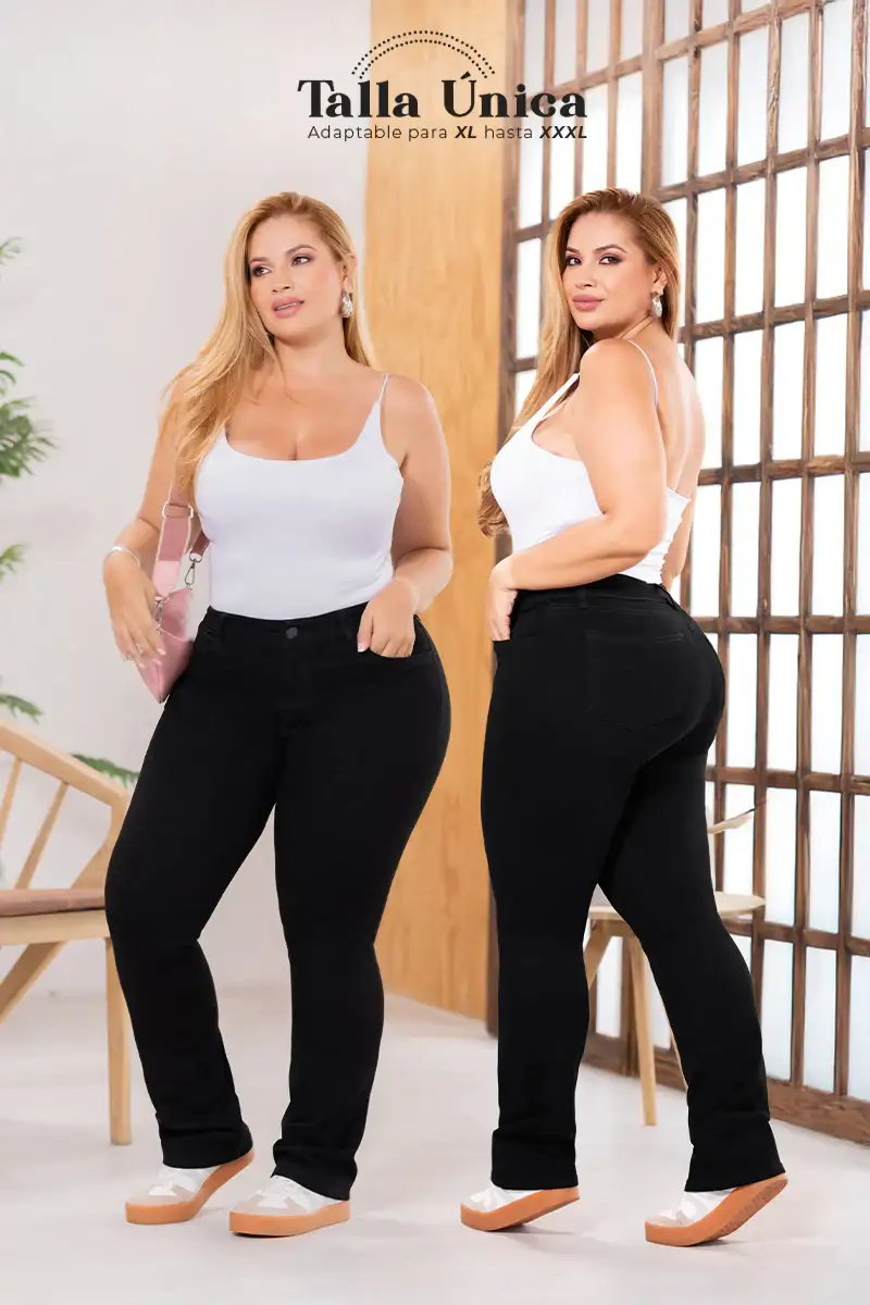 Jean Bota Recta Tiro Alto Talla única Negro Exclusivo Marca Trucco´s Plus Size - Image 3