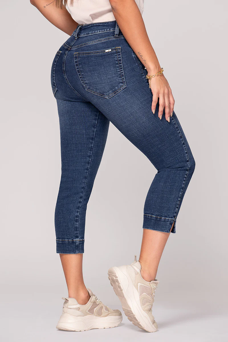 Jean Tipo Capri Skinny Tiro Alto Azul Oscuro Marca Trucco´s - Image 8