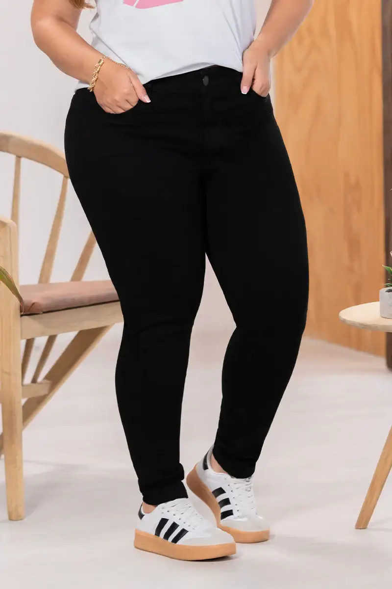Jean Skinny  Tiro Alto Talla Única Negro Plus Size Exclusivo Marca Trucco´s - Image 3