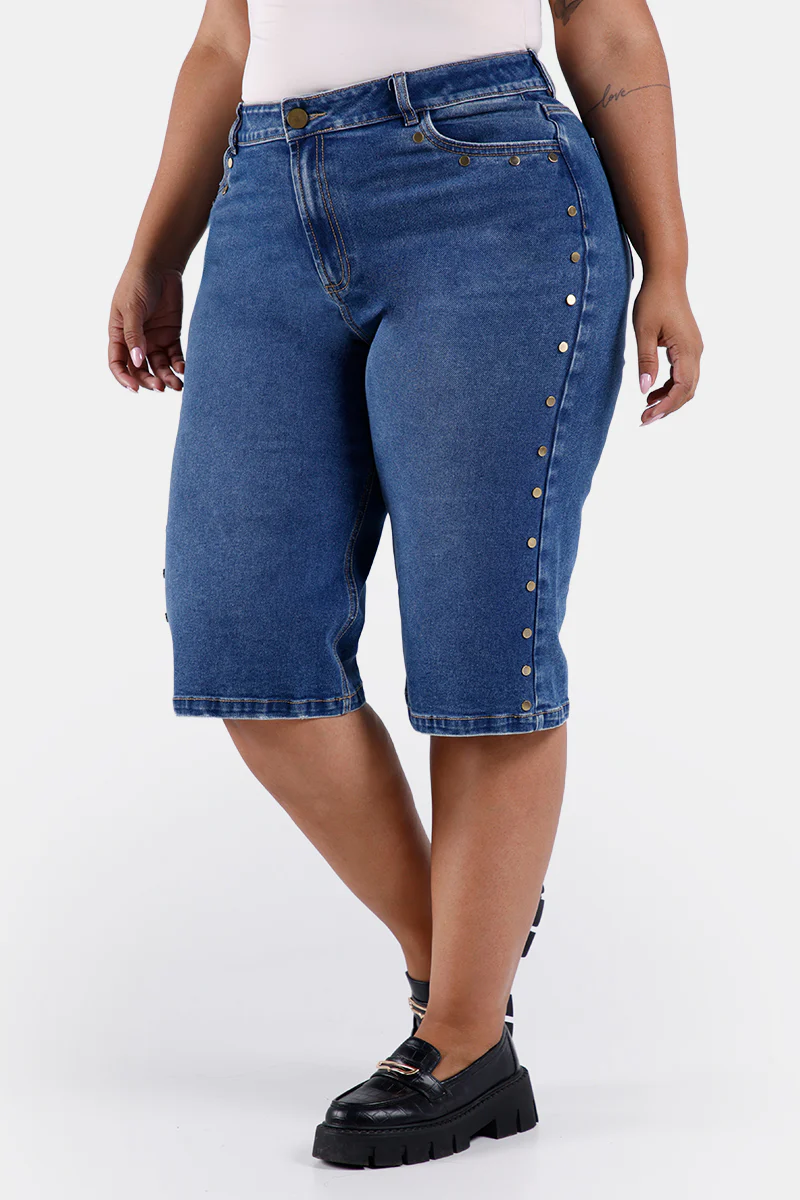 Bermuda Tiro Alto Plus Size en Algodón, Poliester y Elastano Marca Trucco's Plus Size