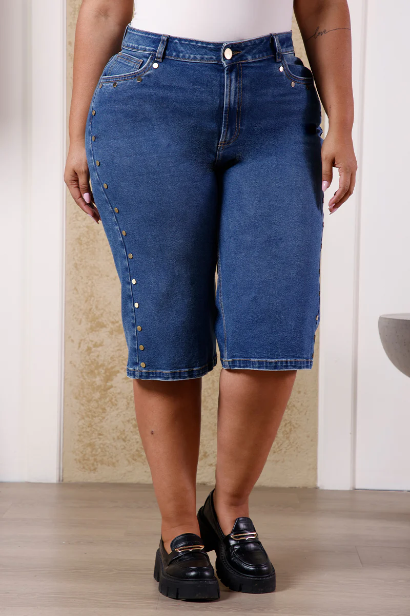 Bermuda Tiro Alto Plus Size en Algodón, Poliester y Elastano Marca Trucco's Plus Size - Image 6