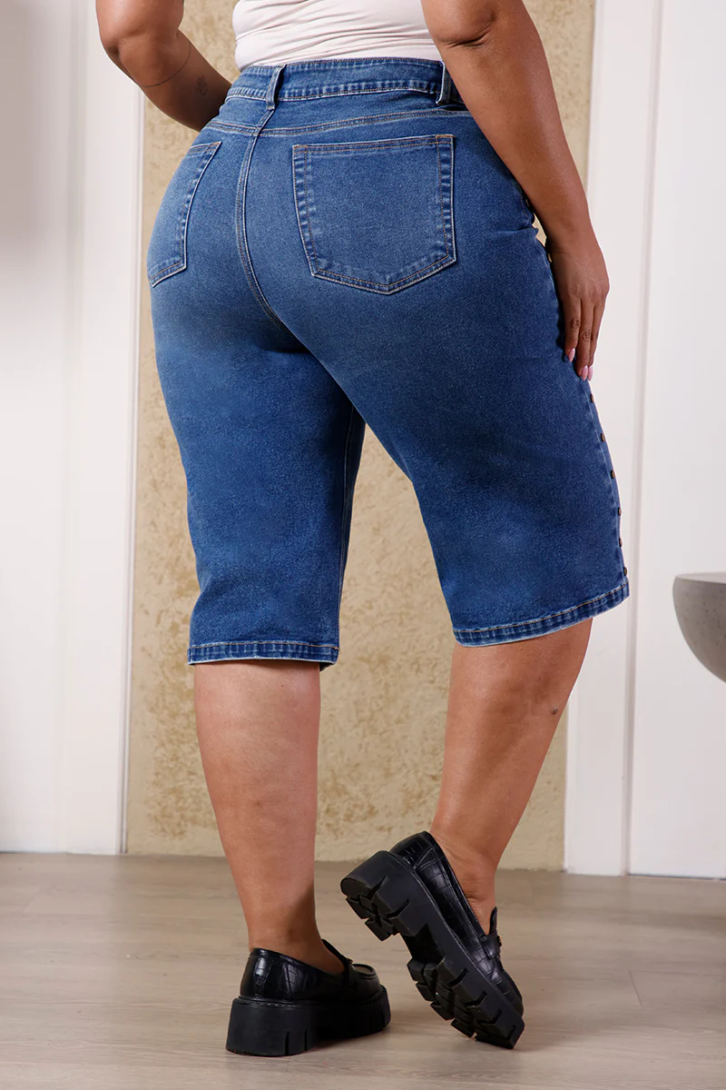 Bermuda Tiro Alto Plus Size en Algodón, Poliester y Elastano Marca Trucco's Plus Size - Image 7