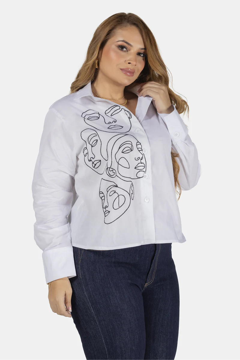 Camisa Manga Larga Con Tejido Frontal Marca Trucco´s Plus Size - Image 6