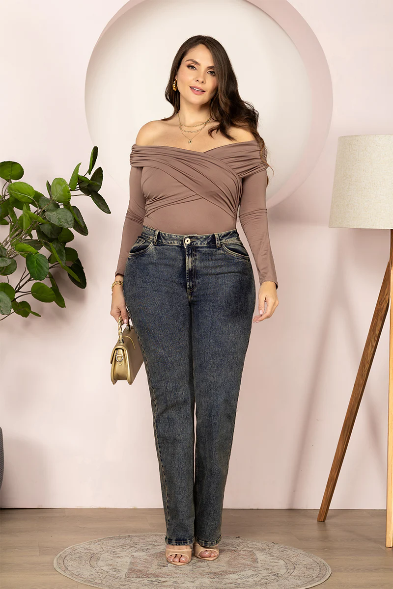 Jean Bota Recta Tiro Alto Denim Clásico Marca Trucco´s Plus Size - Image 2