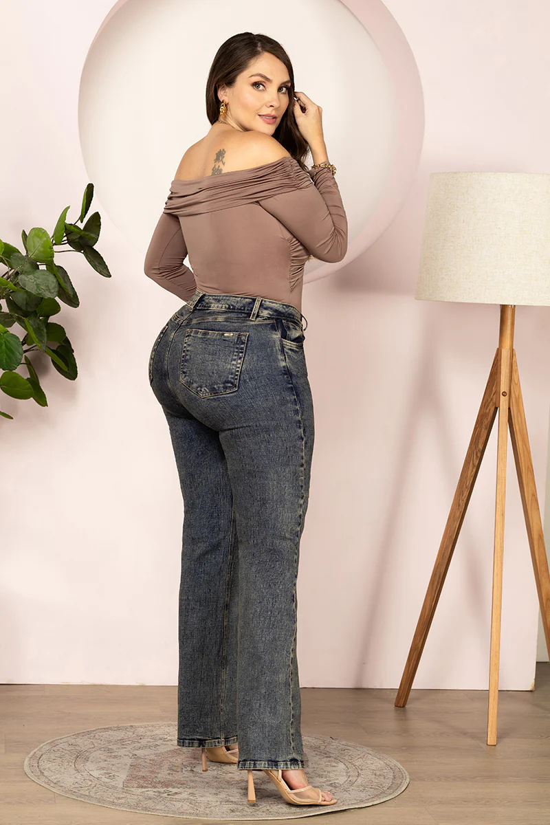 Jean Bota Recta Tiro Alto Denim Clásico Marca Trucco´s Plus Size - Image 3