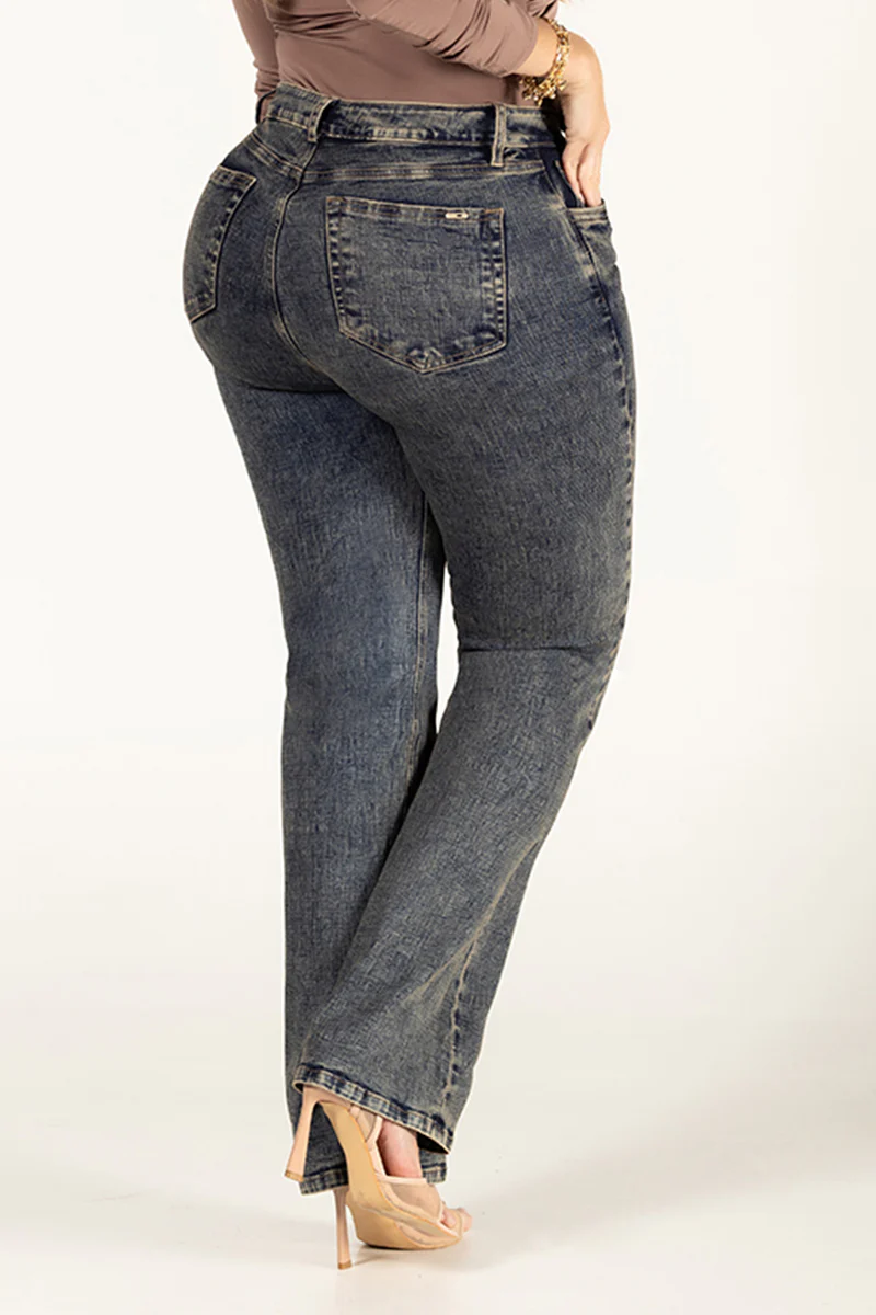 Jean Bota Recta Tiro Alto Denim Clásico Marca Trucco´s Plus Size - Image 5