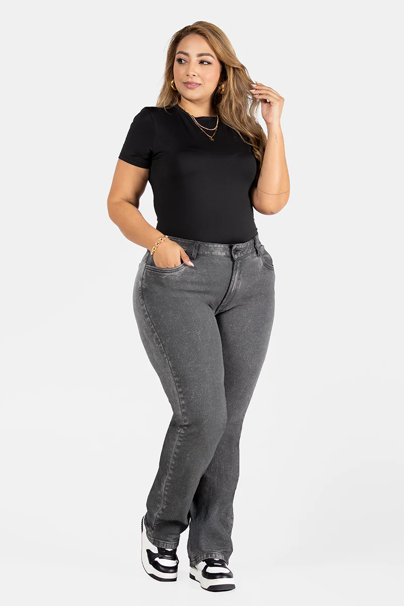 Jean Bota Recta Gris Oscuro Marca Trucco's Plus Size - Image 5