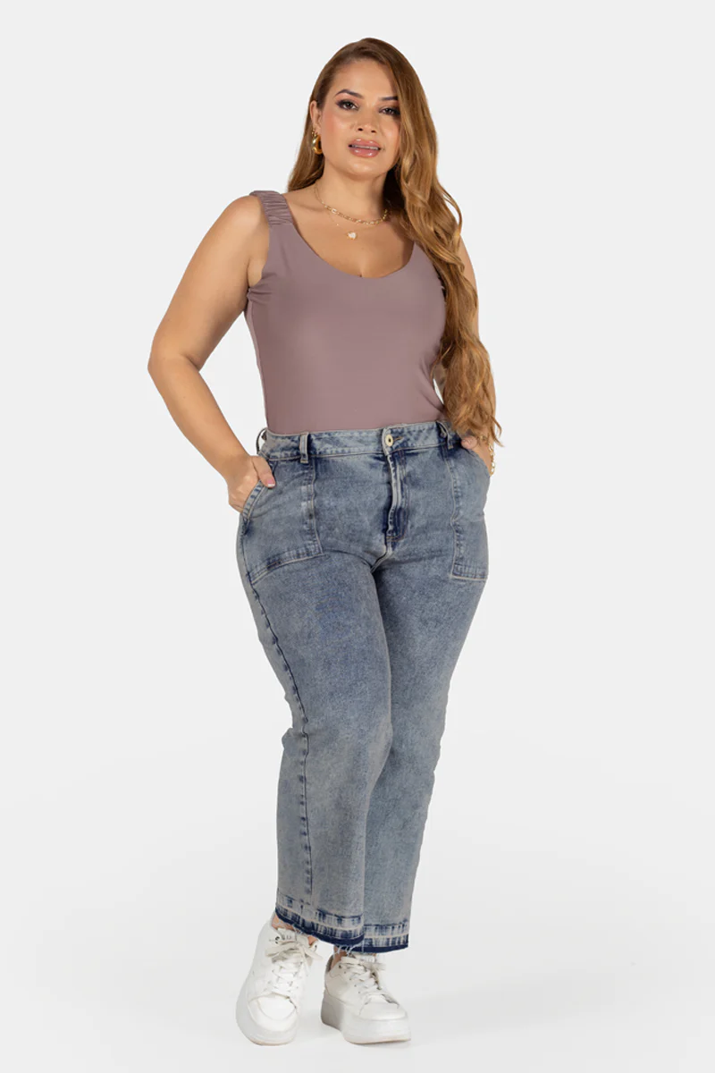 Jean Palazzo Tiro Alto Color Dirty Marca Trucco´s Plus Size - Image 8