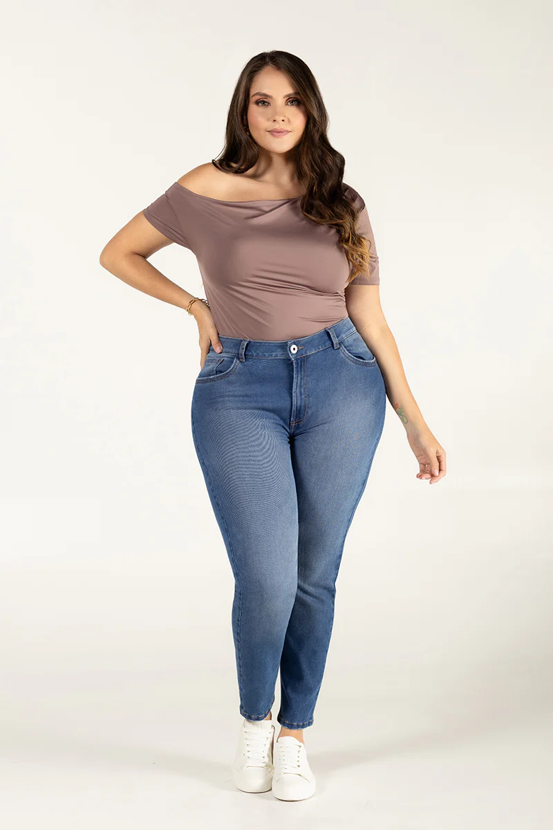 Jean Skinny Tiro Alto Ajustado Color Azul Medio Marca Trucco´s