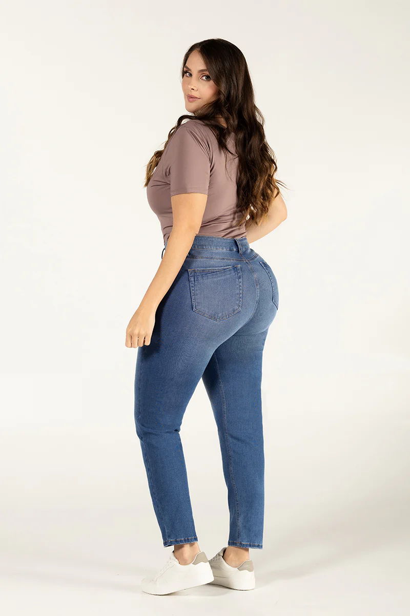 Jean Skinny Tiro Alto Ajustado Color Azul Medio Marca Trucco´s - Image 5