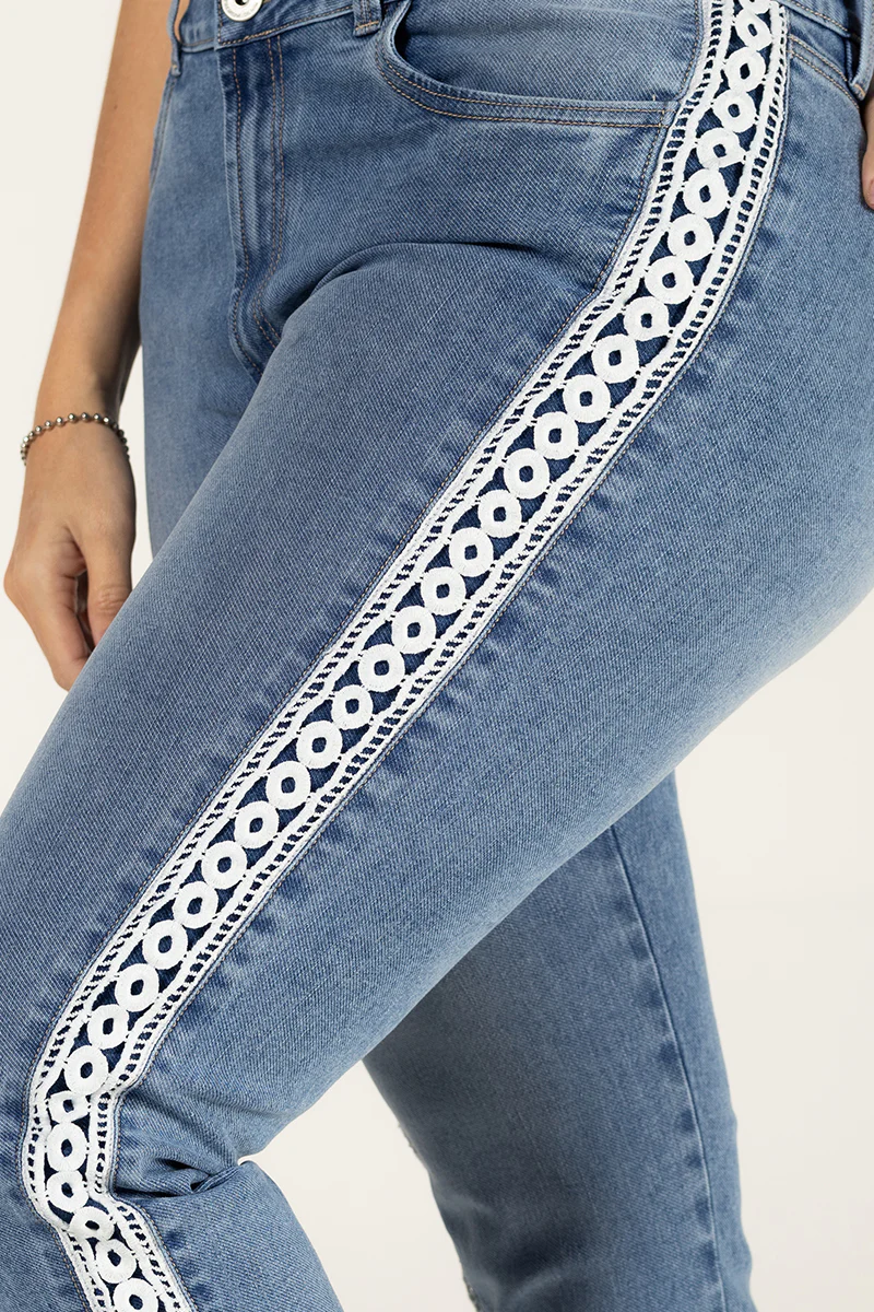 Jean Skinny Fit Stretch Tiro Alto Azul Medio Marca Trucco´s - Image 6