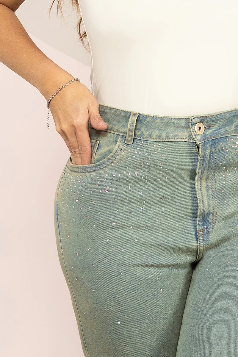 Jean Wide Leg Tiro Alto Corte Amplio Denim Stretch Marca Trucco´s Plus Size - Image 5