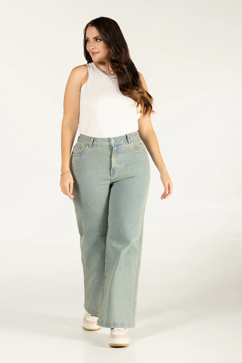 Jean Wide Leg Tiro Alto Corte Amplio Denim Stretch Marca Trucco´s Plus Size - Image 6