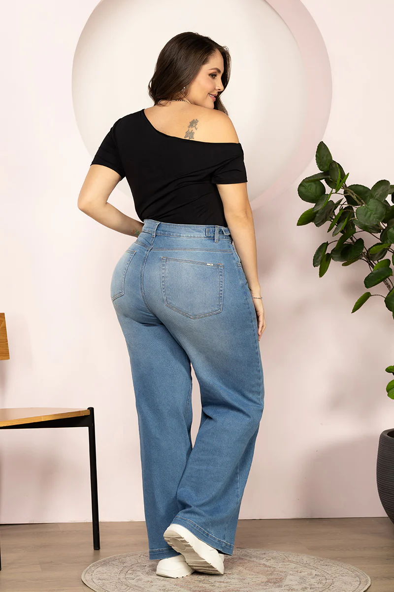 Jean Wide Leg Denim Tiro Alto Corte Fluido y Moderno Marca Trucco´s Plus size - Image 3