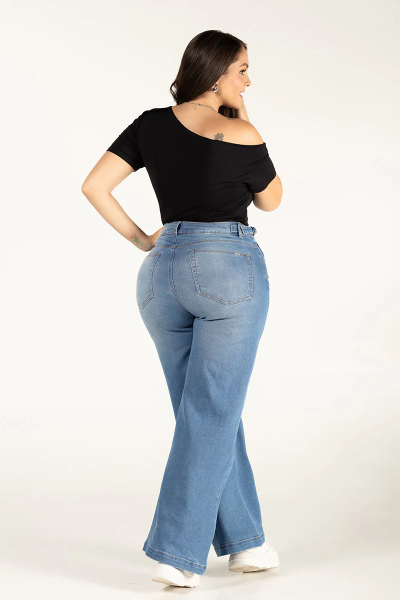 Jean Wide Leg Denim Tiro Alto Corte Fluido y Moderno Marca Trucco´s Plus size - Image 5