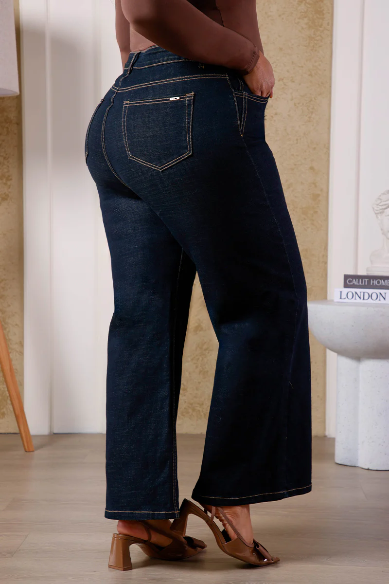 Jean Wide Leg Plus Size en Algodón, Poliester, Elastano y Rayon Marca Trucco's - Image 4