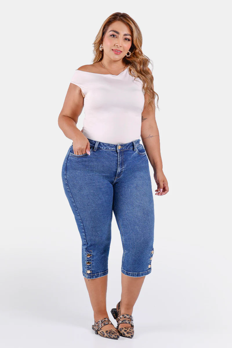 Jean Tipo Capri en Algodón, Poliester, Elastano y Rayon Marca Trucco's Plus Size - Image 7