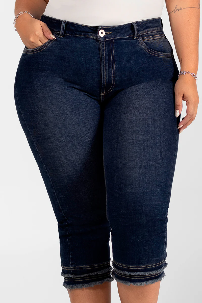 Jean Tipo Capri Azul Oscuro Marca Trucco's Plus Size