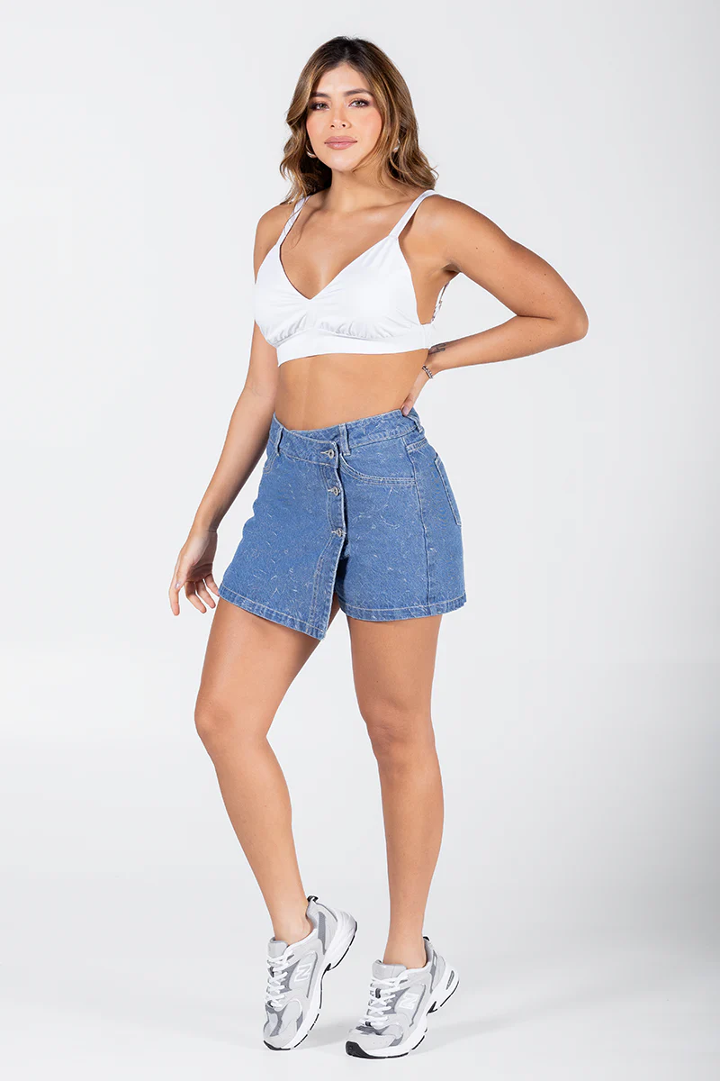 Falda Short Denim Cintura Alta Chic Casual Marca Trucco´s - Image 7