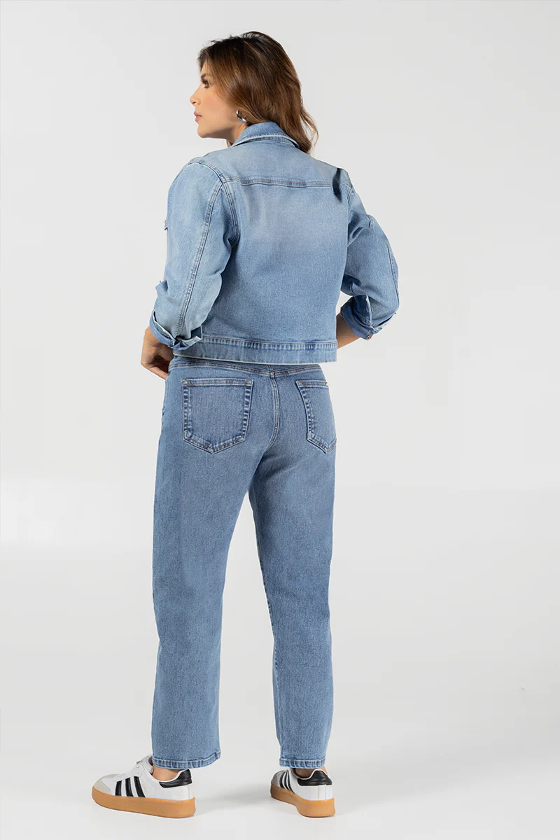 Jean Mom Fit Tiro Alto Denim Azul Medio Casual Marca Trucco´s - Image 6