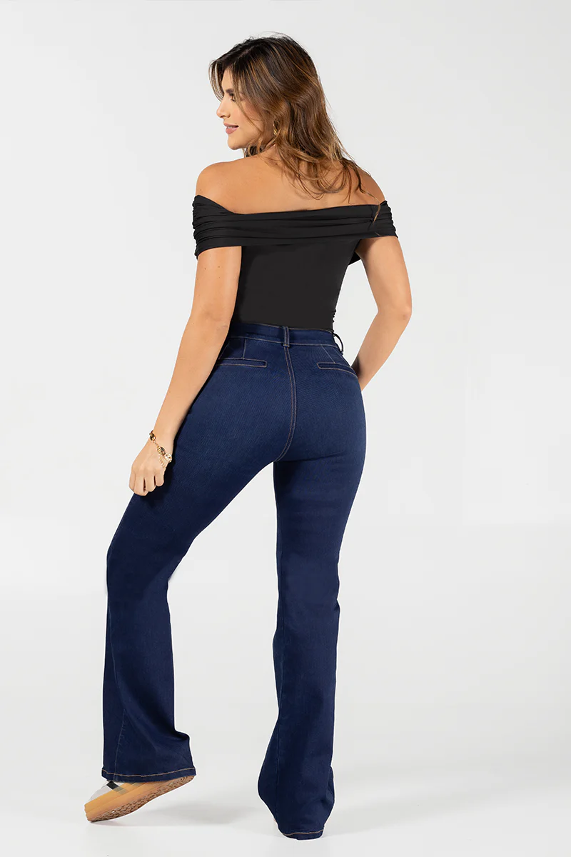 Jean Semicampana Cintura Alta Fit Chic Azul Oscuro Marca Trucco´s - Image 5