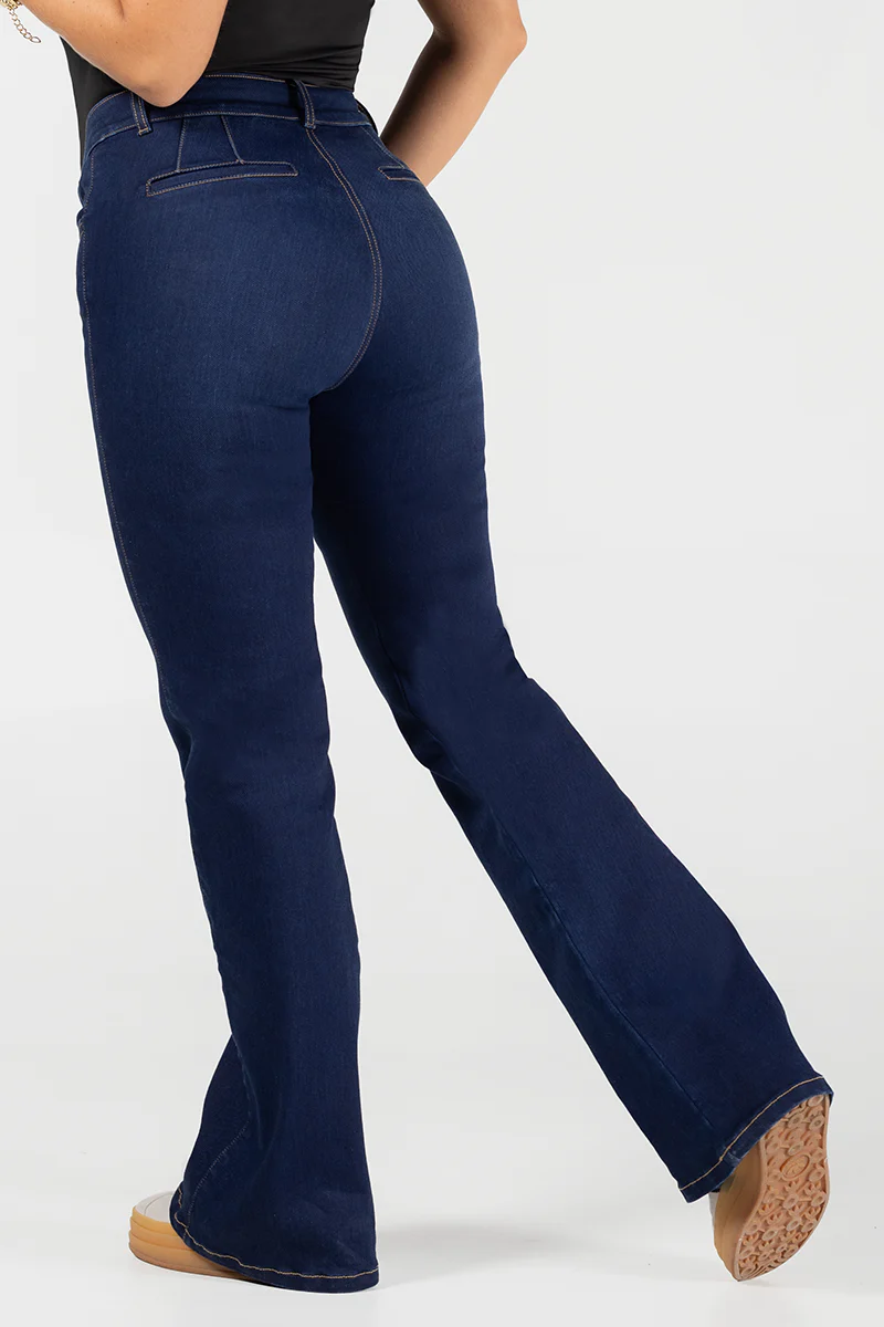 Jean Semicampana Cintura Alta Fit Chic Azul Oscuro Marca Trucco´s - Image 6