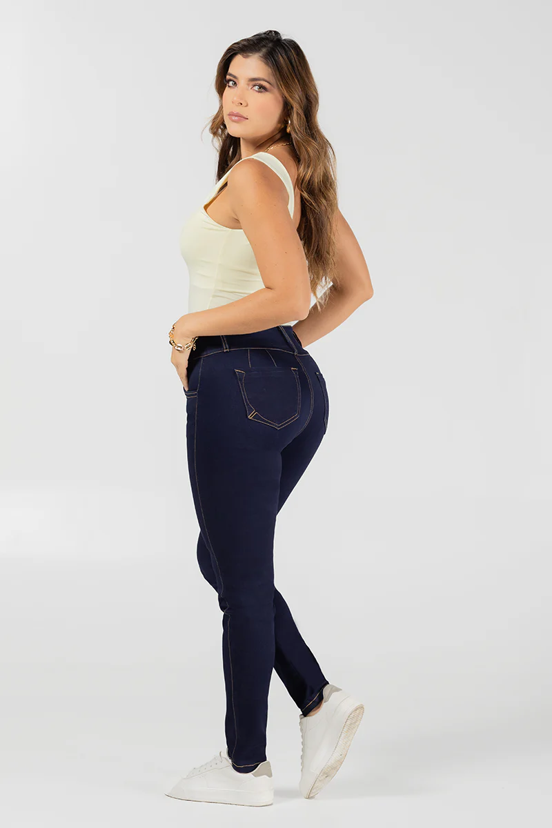 Jean Skinny Cintura Alta Ajustado Stretch Azul Oscuro Marca Trucco´s - Image 5