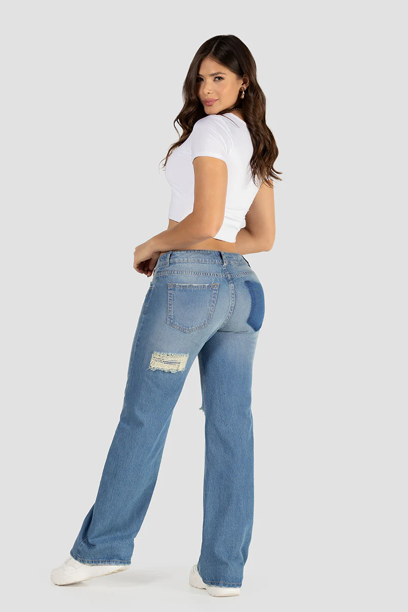 Jean Wide Leg Tiro Alto Mujer Denim Chic Marca Trucco´s - Image 4