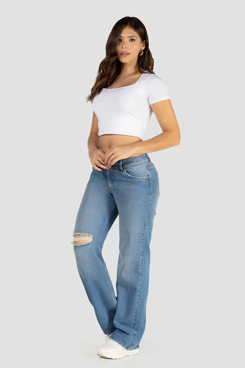 Jean Wide Leg Tiro Alto Mujer Denim Chic Marca Trucco´s - Image 5