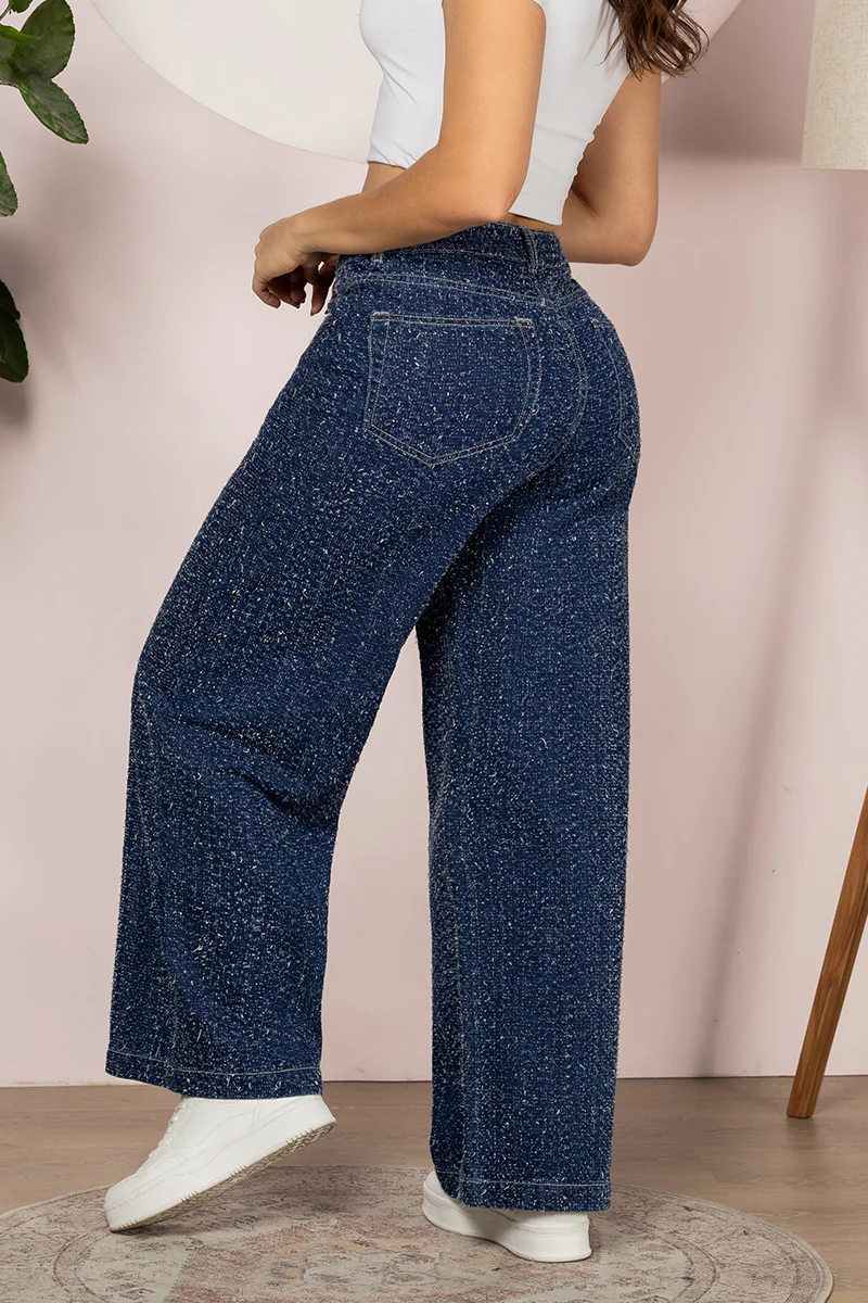 Jean Wide Leg Cintura Alta Denim Premium Azul oscuro Marca Trucco´s - Image 4
