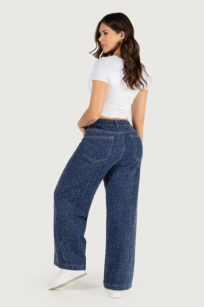 Jean Wide Leg Cintura Alta Denim Premium Azul oscuro Marca Trucco´s - Image 5