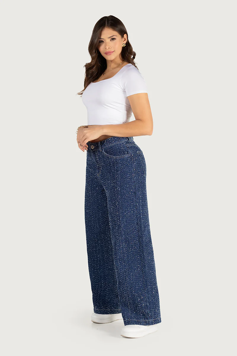 Jean Wide Leg Cintura Alta Denim Premium Azul oscuro Marca Trucco´s - Image 6