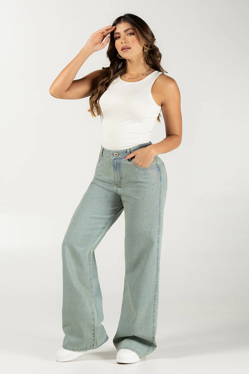 Jean Wide Leg Mujer Cintura Alta Corte Ancho Elegante Marca Trucco´s