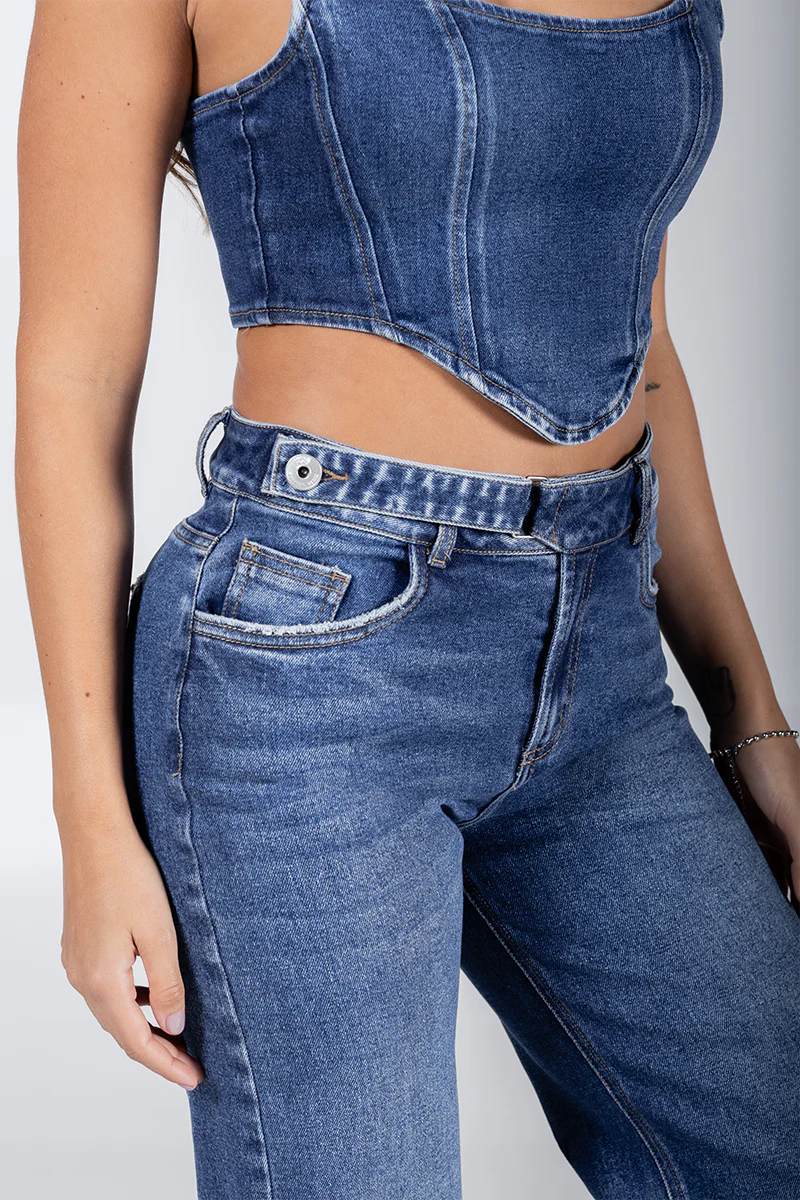 Jean Wide Leg Tiro Alto Denim Marca Trucco´s - Image 5