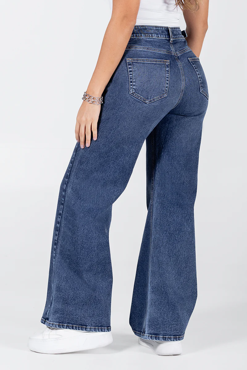 Jean Wide Leg Mujer Tiro Alto Denim Azul Casual Chic Marca Trucco´s - Image 6