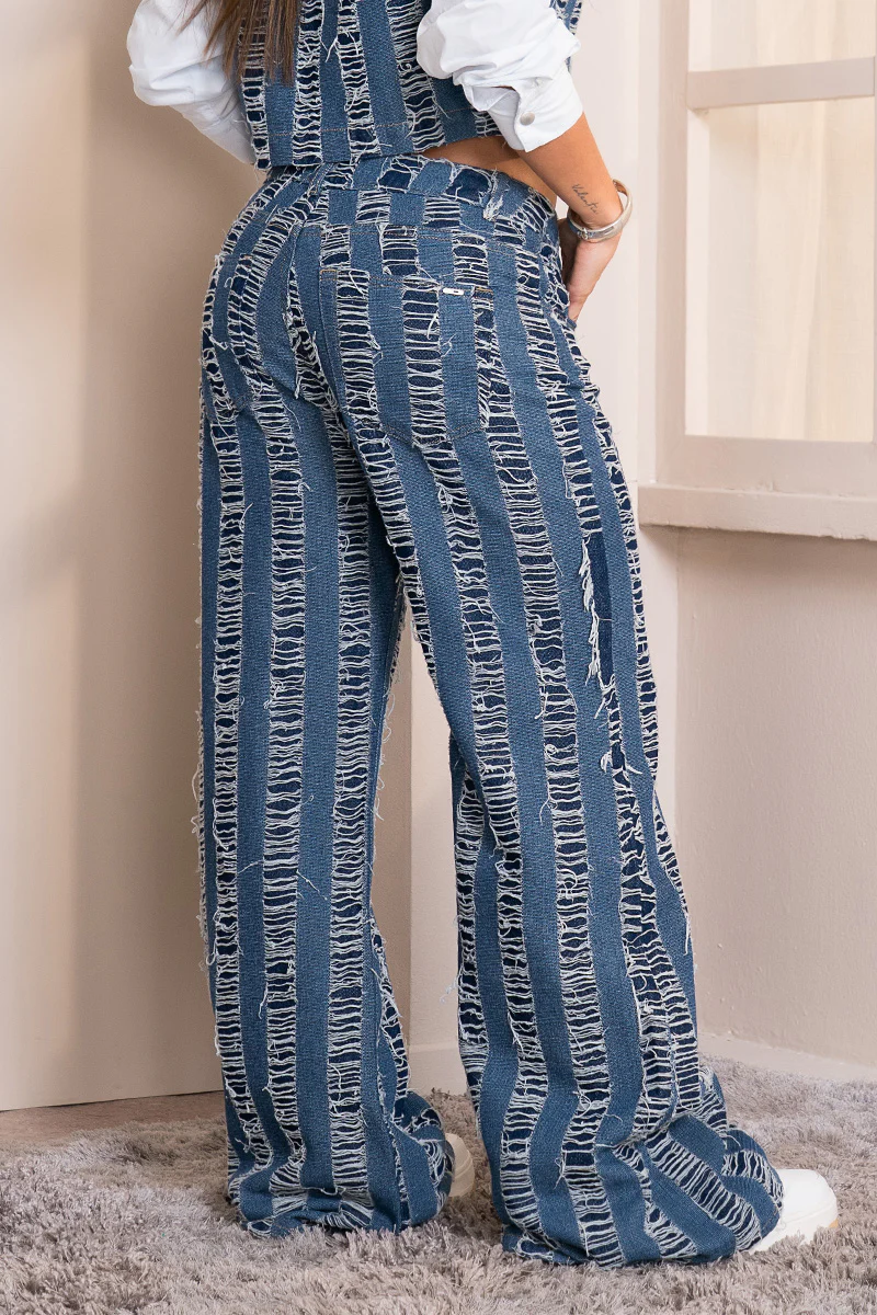 Jean Wide leg Tiro Alto Denim Destroyer Marca Trucco´s - Image 2
