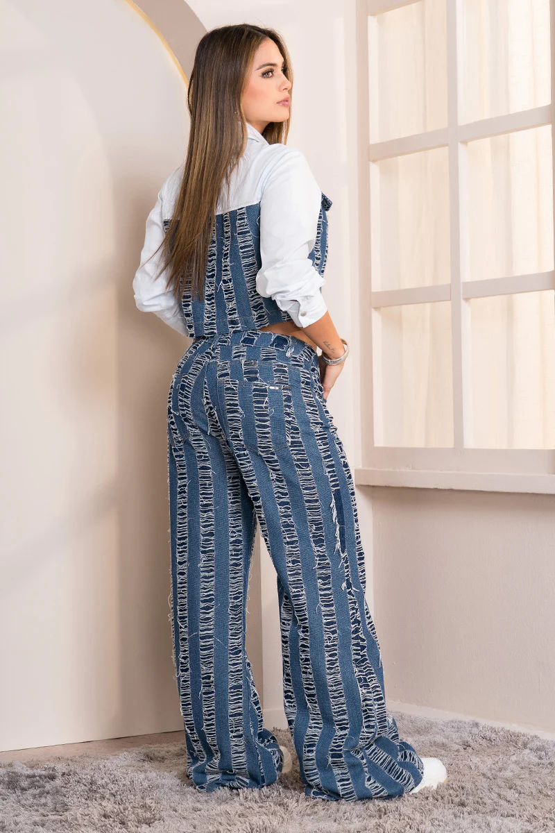 Jean Wide leg Tiro Alto Denim Destroyer Marca Trucco´s - Image 3